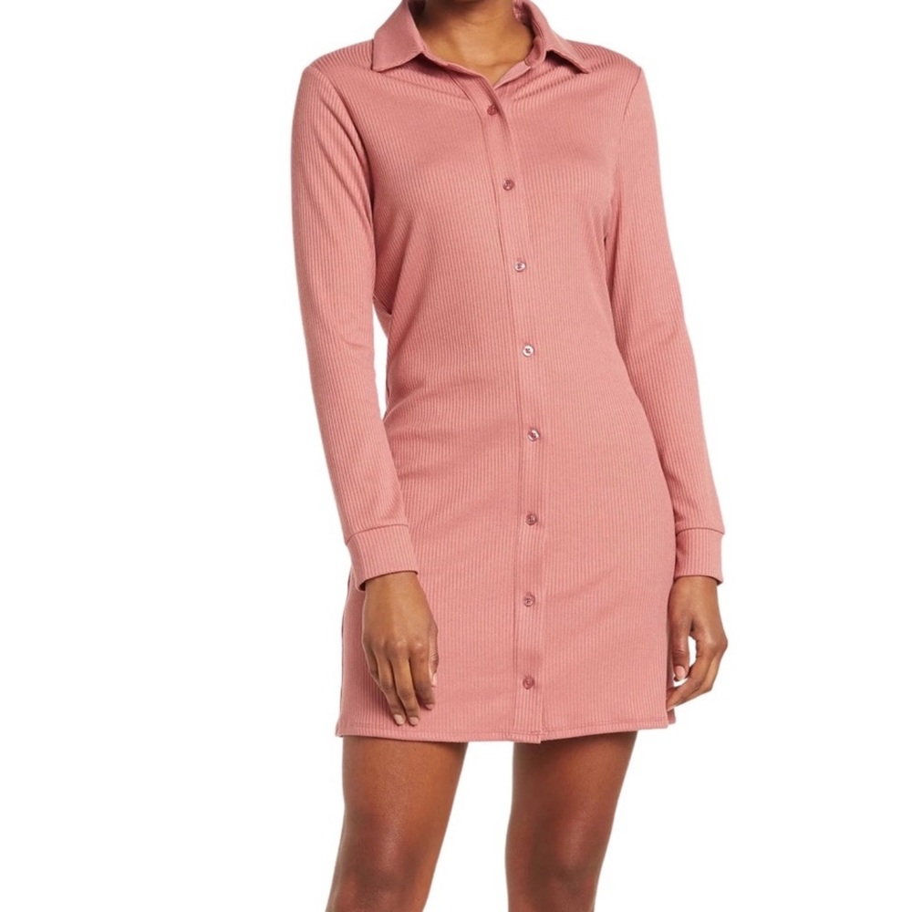 WAYF BUTTON UP RIB MINI DRESS 💕💖